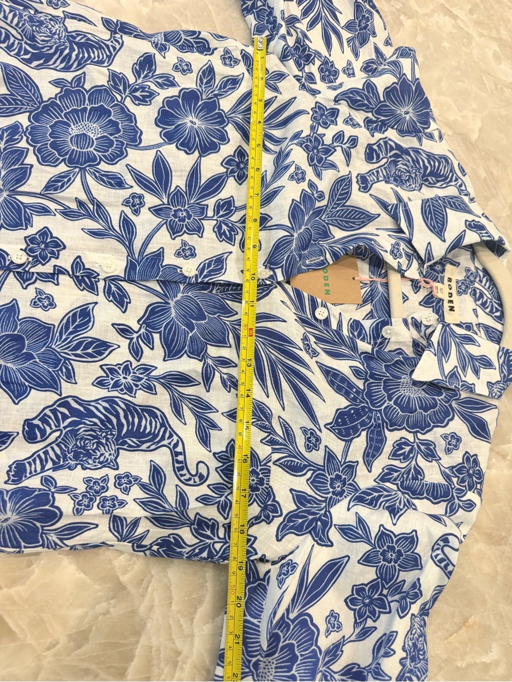 NWT Boden Puff Sleeve Blue Floral Linen Shirt  - size 6 - Picture 15 of 15